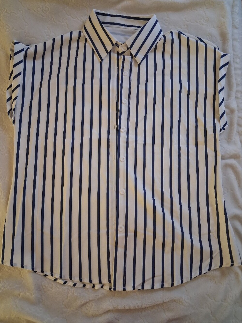 & Other Stories Navy and White Striped Duvet Cover